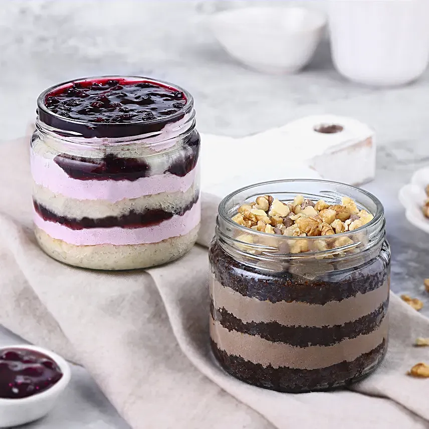 Luxurious Blueberry N Choco Walnut Jar Cakes
