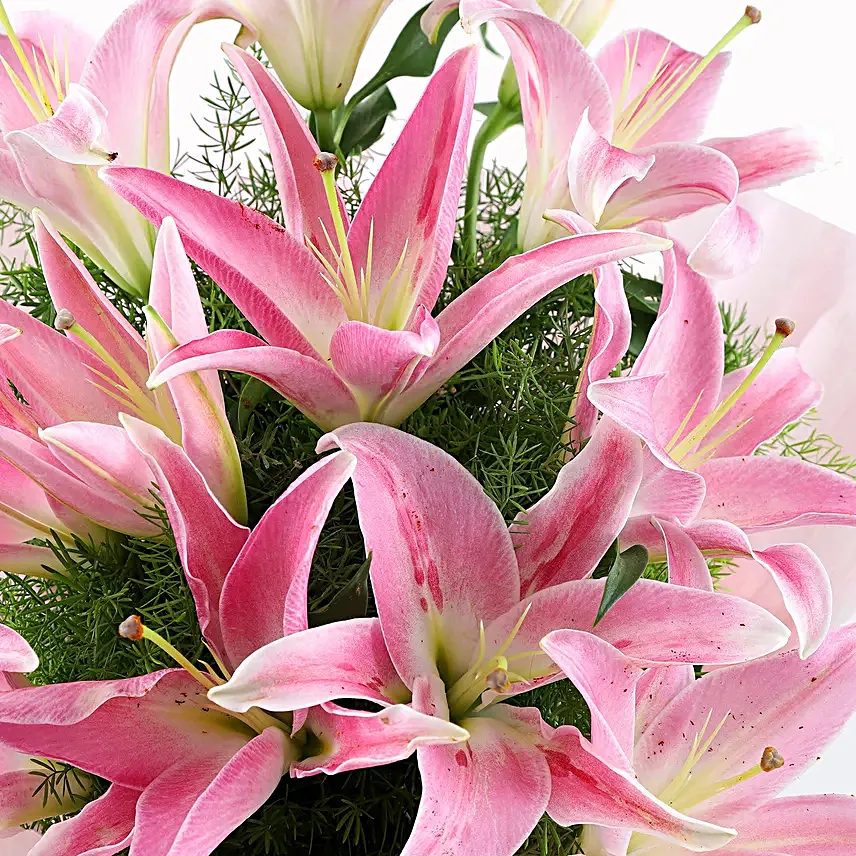 Bunch of 6 oriental pink lilies