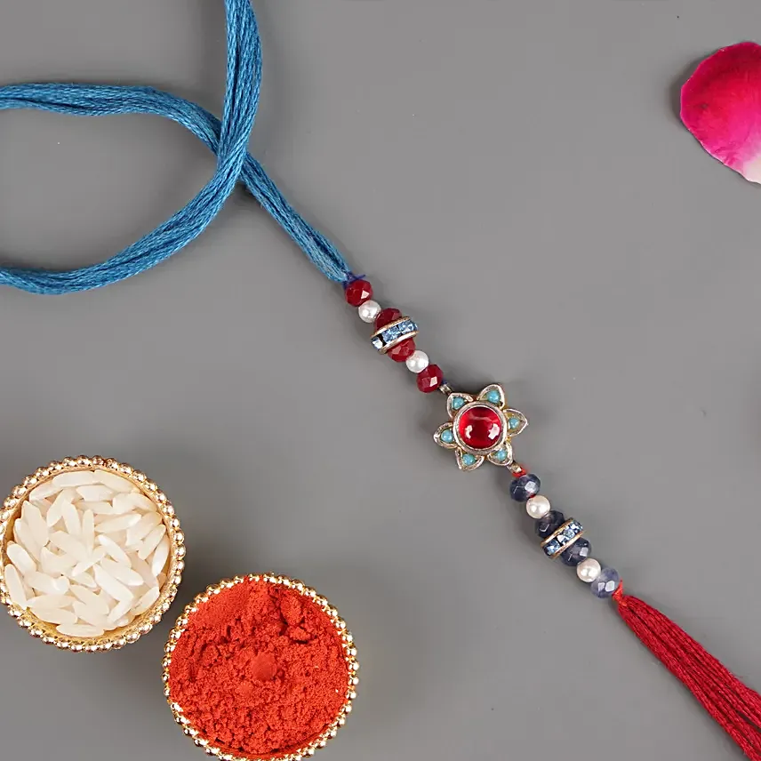 Mangal Ratna Kundan Rakhi N Almonds Silver Box