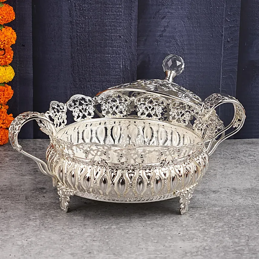 Mangalmay Jhalak Bhaiya Bhabhi Rakhis N Dryfruits Silver Box