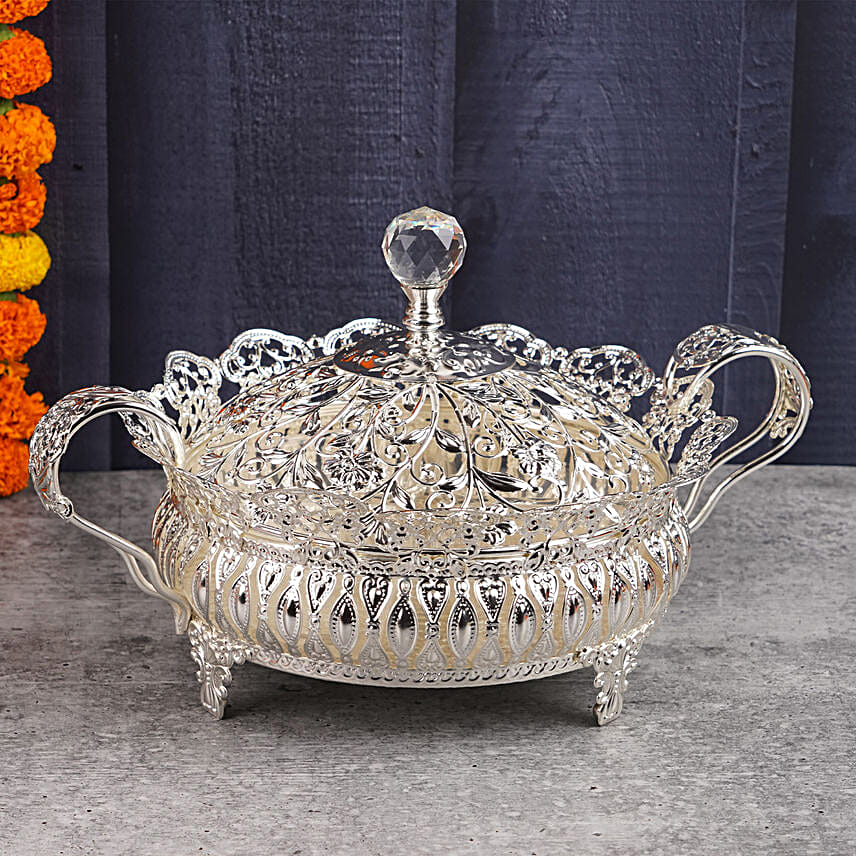 Mangalmay Jhalak Bhaiya Bhabhi Rakhis N Dryfruits Silver Box