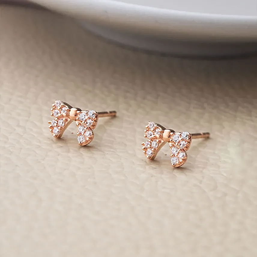 Mannash Cutie Bow Rose Gold Plated Sterling Silver Necklace Set