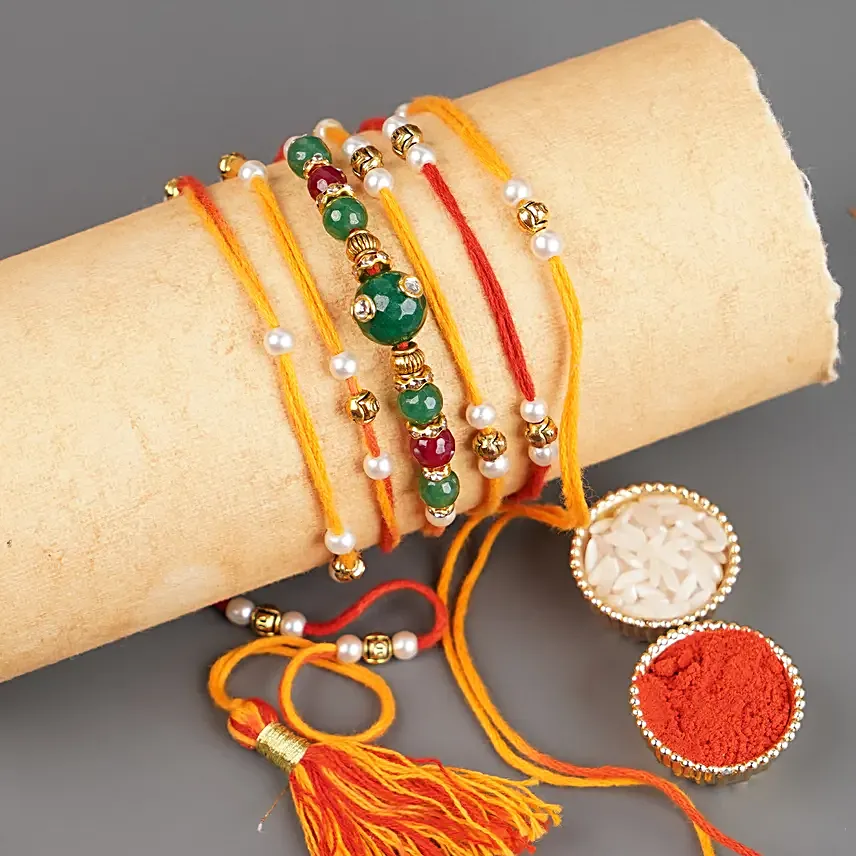 Mauli Love Bond Rakhi N Pooja Thali With Almonds Potli