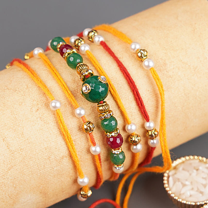 Mauli Love Bond Rakhi N Pooja Thali With Almonds Potli
