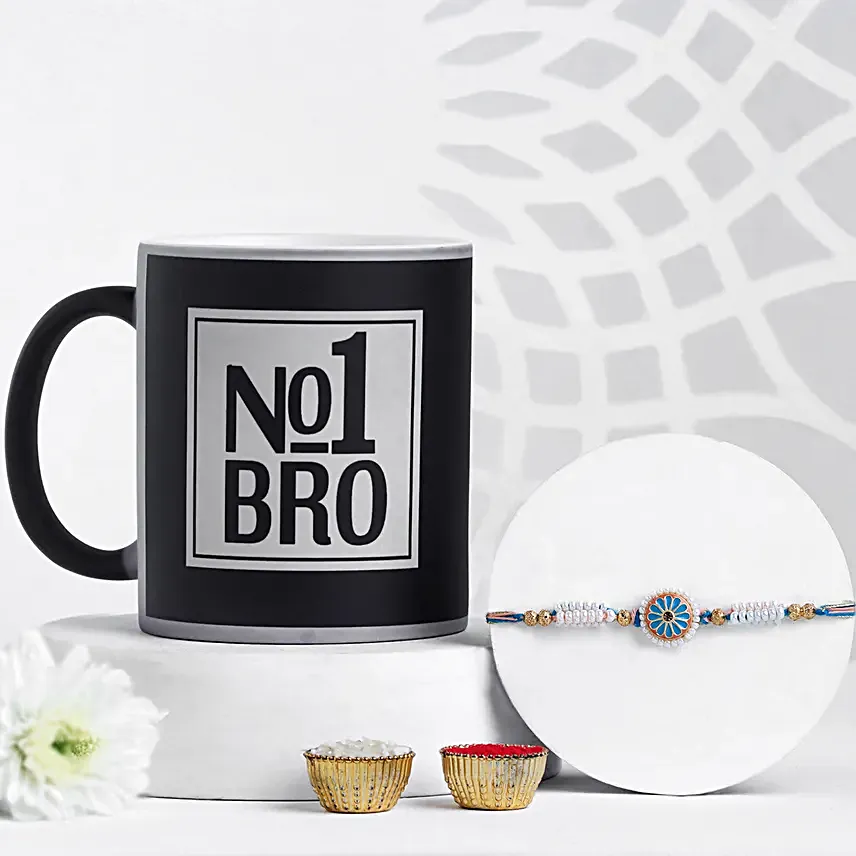 Meenakari Artistic Rakhi N Personalised No 1 Bro Mug Gift