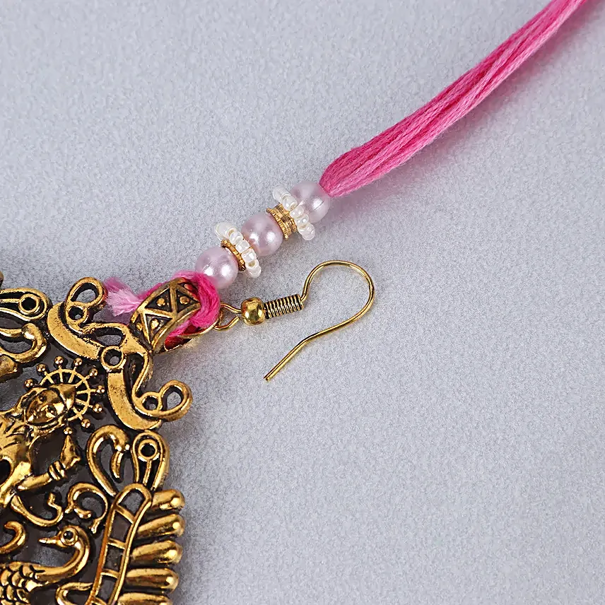 Meenakari Earring Style Bhaiya Bhabhi Rakhi Set