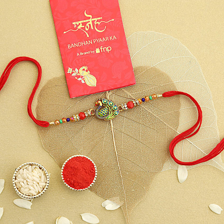 Meenakari Peacock Rakhi Set of 2