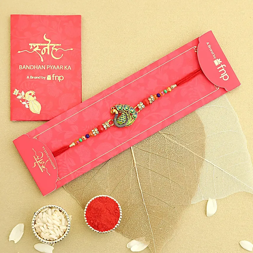 Meenakari Peacock Rakhi Set of 2
