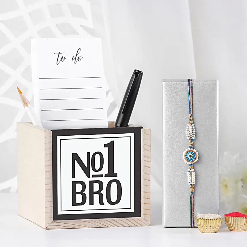 Meenakari Rakhi N No1 Bro Table Organiser