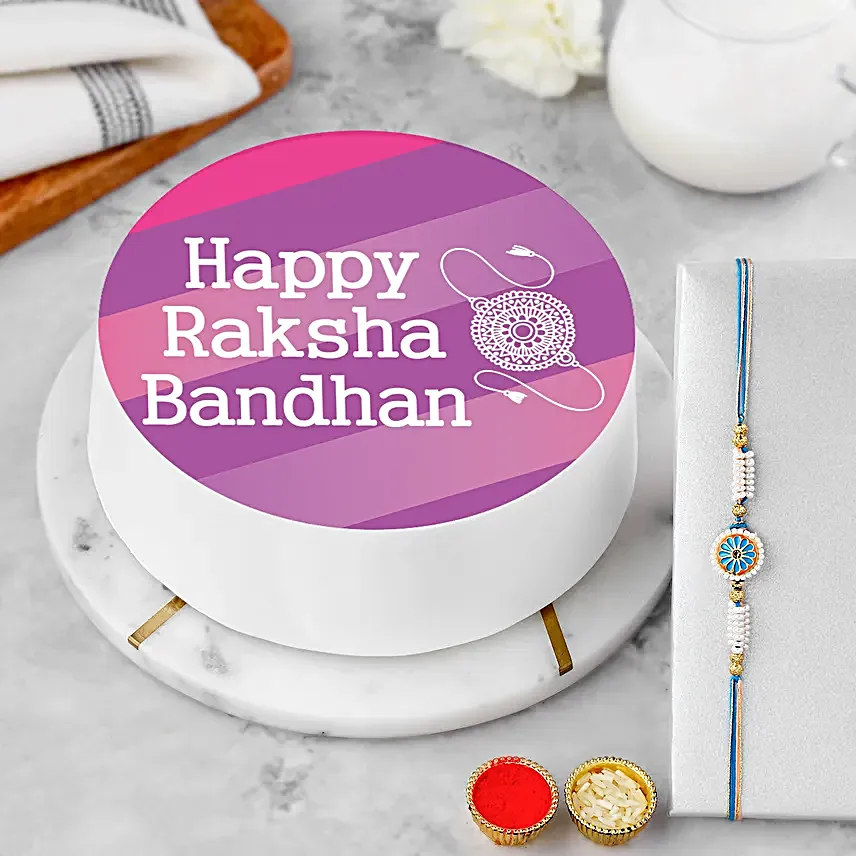 Meenakari Rakhi N Pineapple Cake Combo 1Kg
