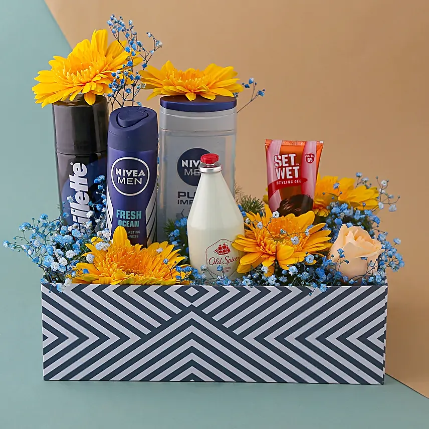 Men's Gift Set N Flowers Tray