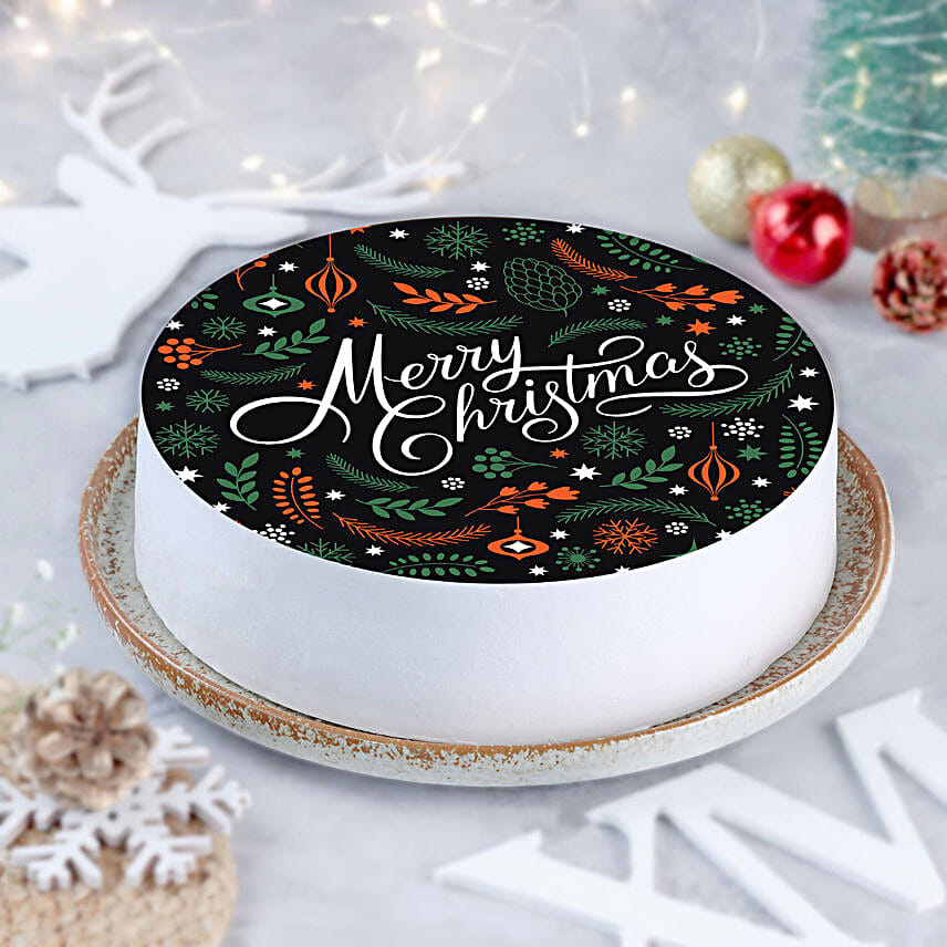 Merry Christmas Pineapple Photo Cake 2 Kg