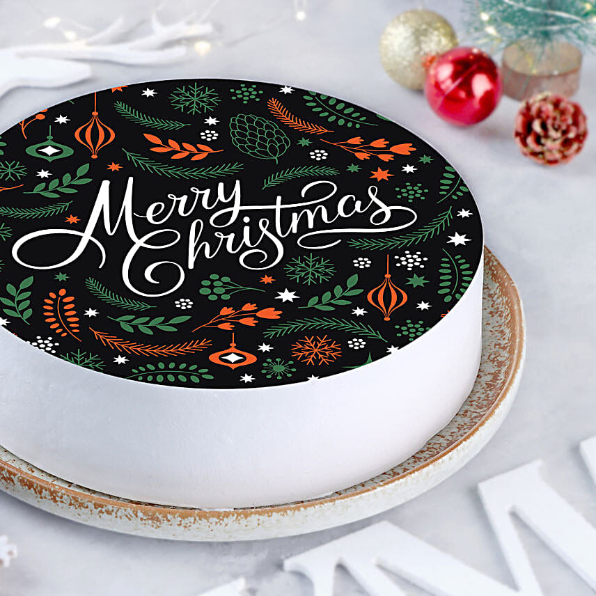 Merry Christmas Pineapple Photo Cake 2 Kg
