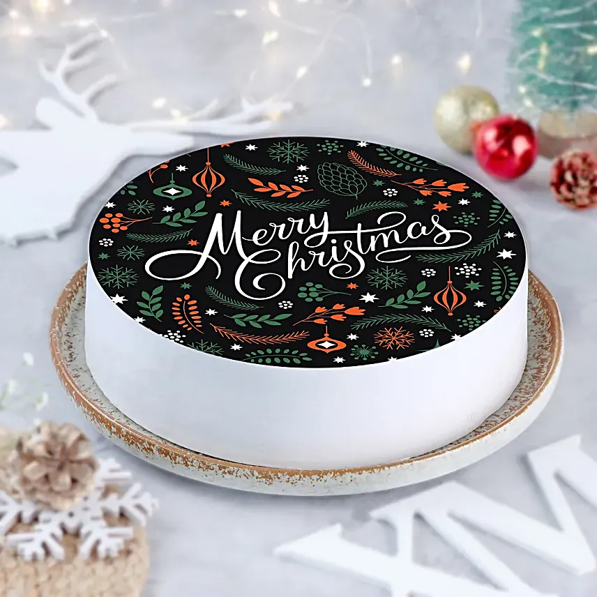 Merry Christmas Pineapple Photo Cake Half Kg