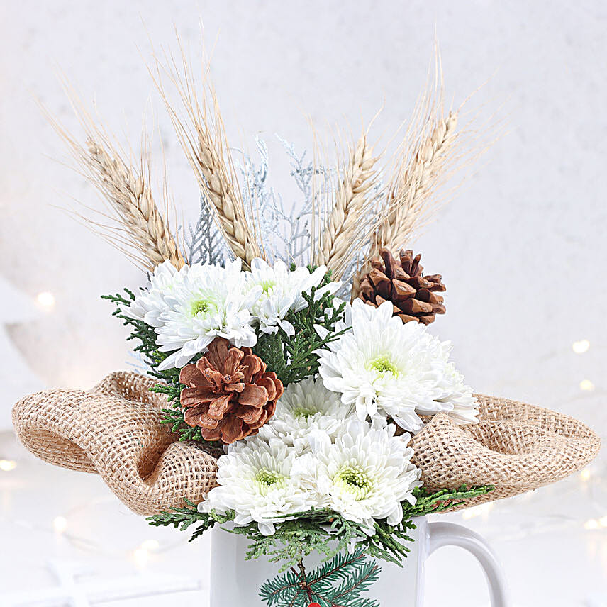 Merry Christmas Rustic Floral Mug