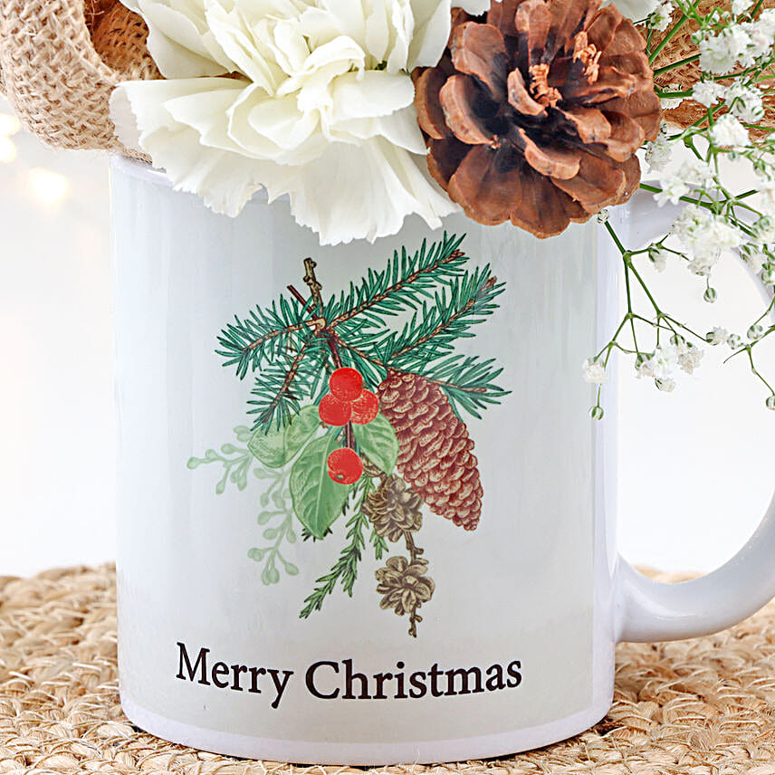 Merry Christmas Rustic Floral Mug