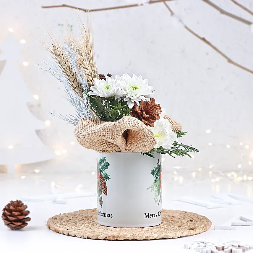 Merry Christmas Rustic Floral Mug