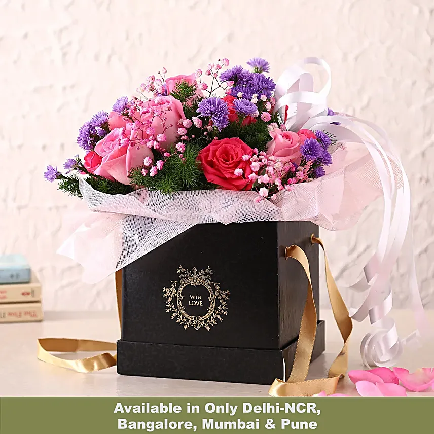 Mesmerising Mixed Roses Black Box