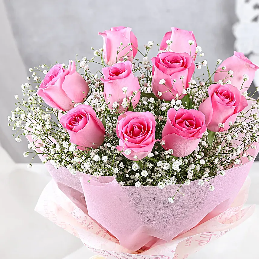 Mesmerizing Love Pink Roses Bouquet