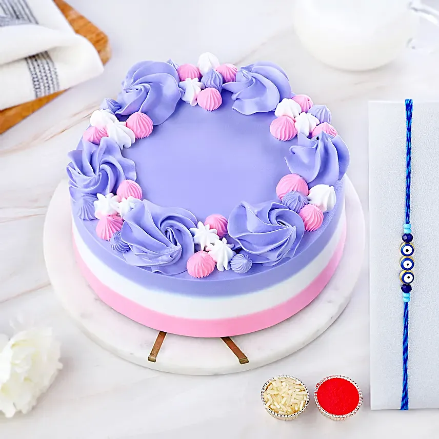 Minimalistic Evil  Eye Rakhi N Chocolate Cake Surprise