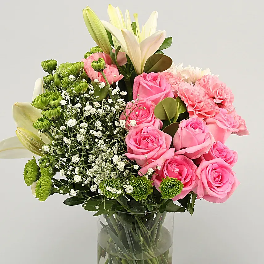 mixed flower in glass vase