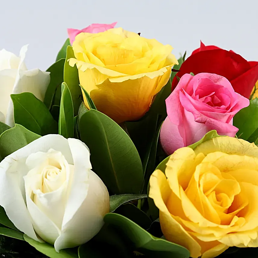 Mixed Roses In Orange Happy Bday Vase
