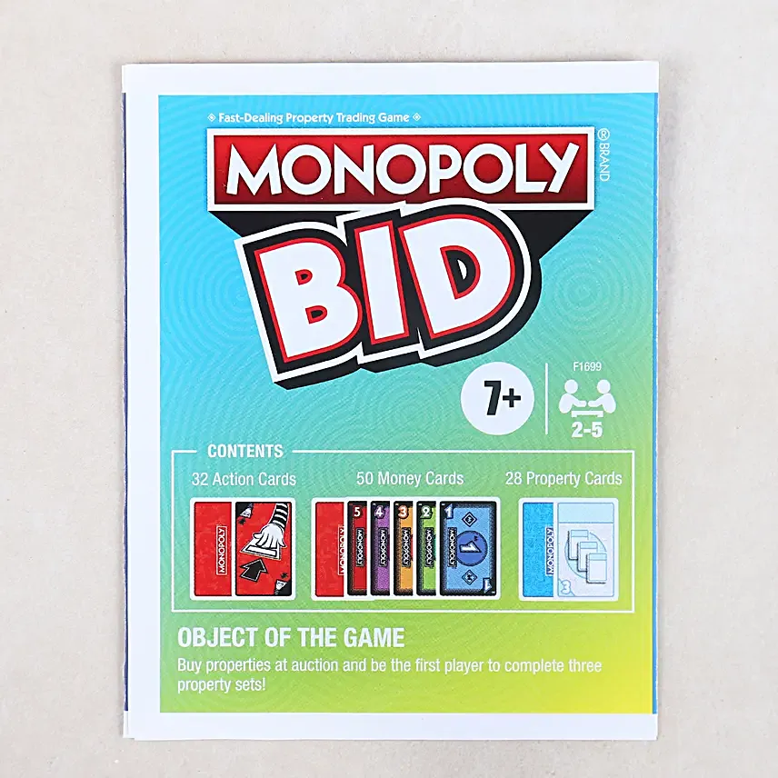 Monopoly Bid Family Card Game