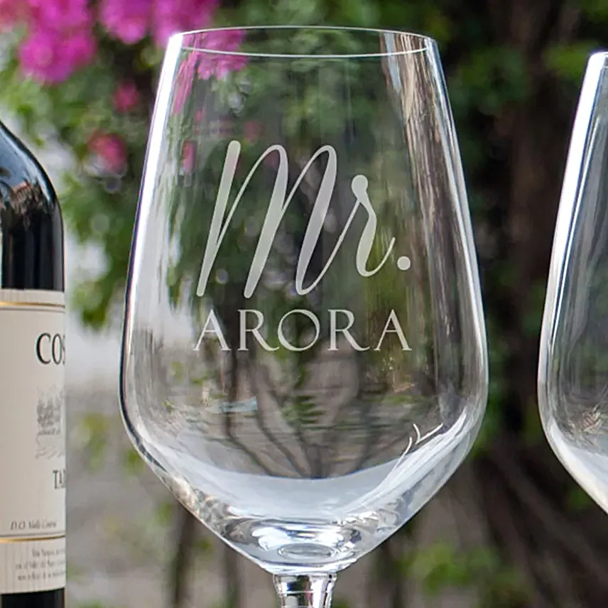 Mr & Mrs Printed Wine Glasses Online