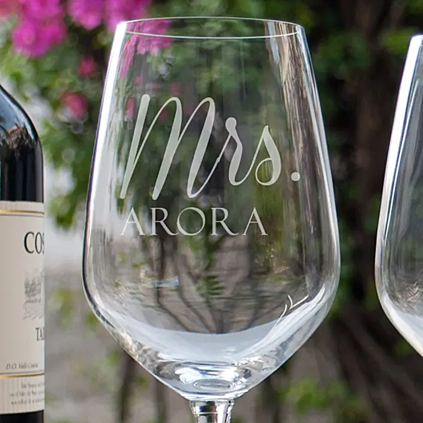 Mr & Mrs Printed Wine Glasses Online
