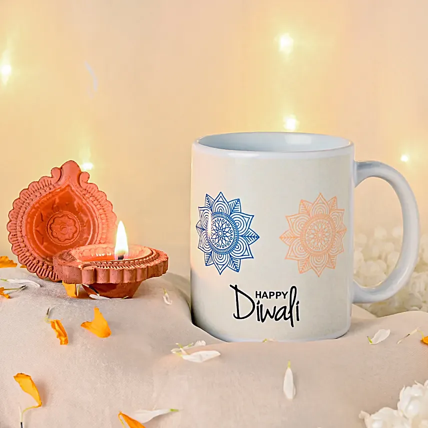 Mug of Diwali Joy N Radiant Diyas