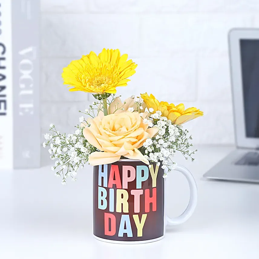 Mugful Blooms of Birthday Cheer