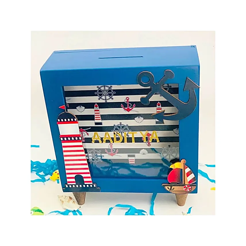 Nautical Piggy Bank Blue