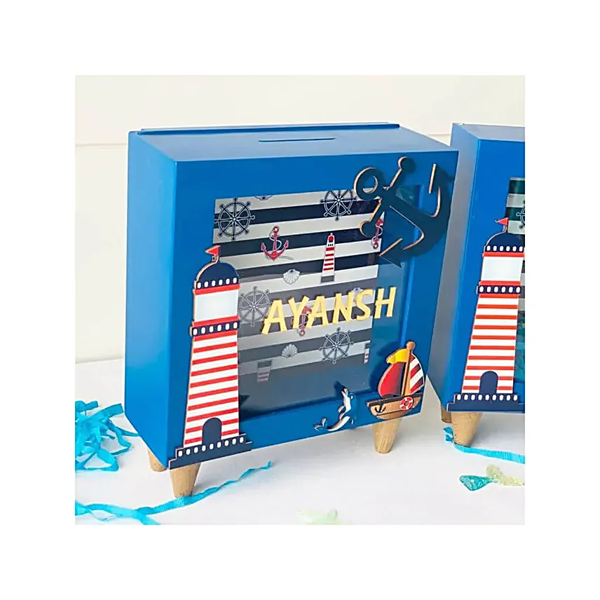 Nautical Piggy Bank Blue