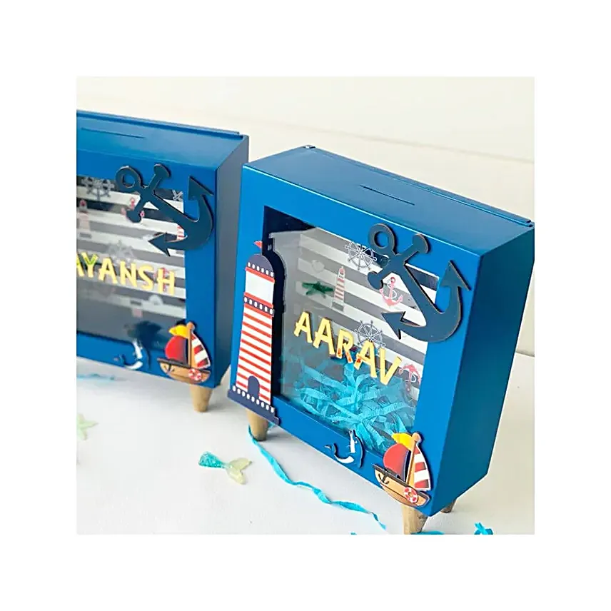 Nautical Piggy Bank Blue