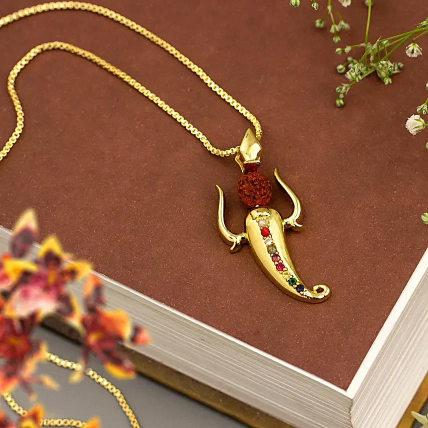 Navratna Rudraksha Studded Ganpati Pendant