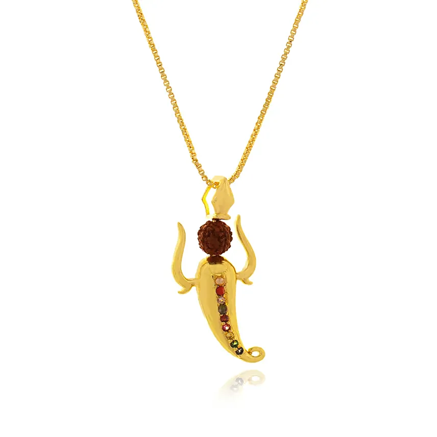 Navratna Rudraksha Studded Ganpati Pendant