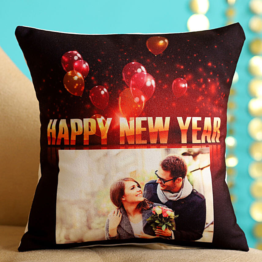 happy new year printed cushion