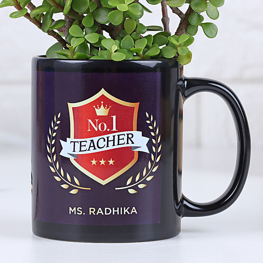 No 1 Teacher Jade Plant Mug