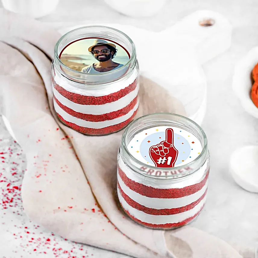 Number 1 Brother Red Velvet Jar Cake Egg