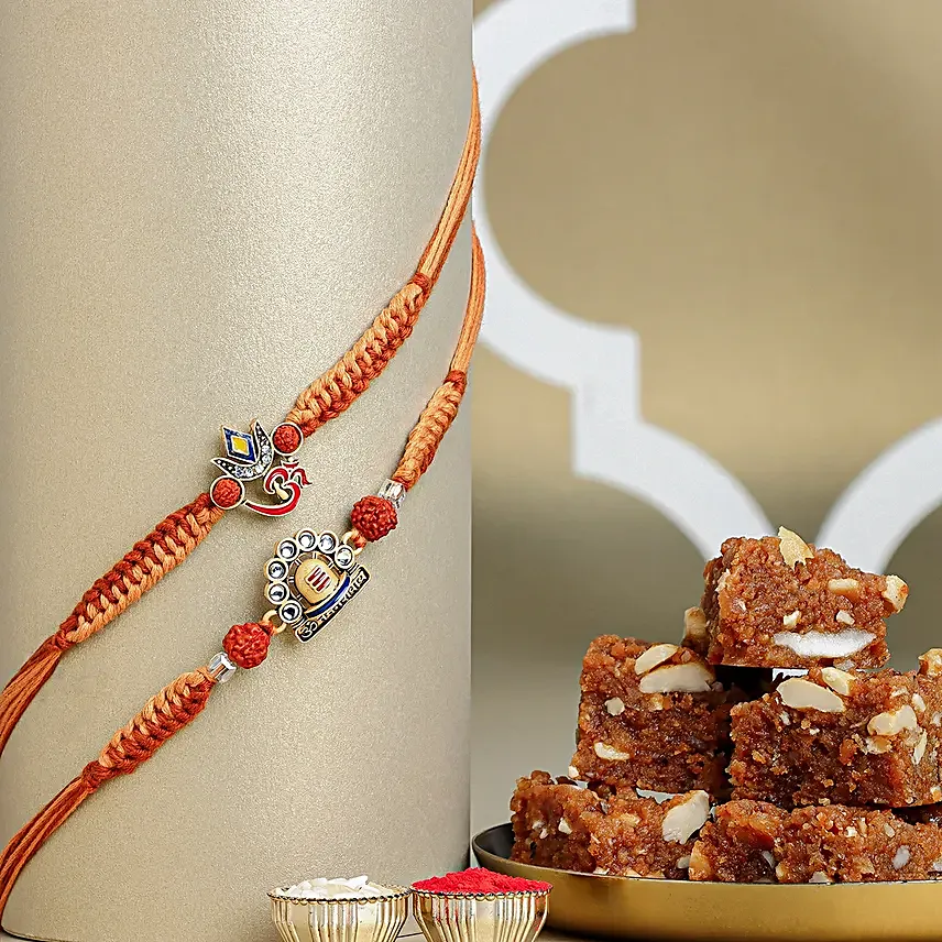 Om Namah Shivay Rakhi Duo with Dodha Barfi Combo