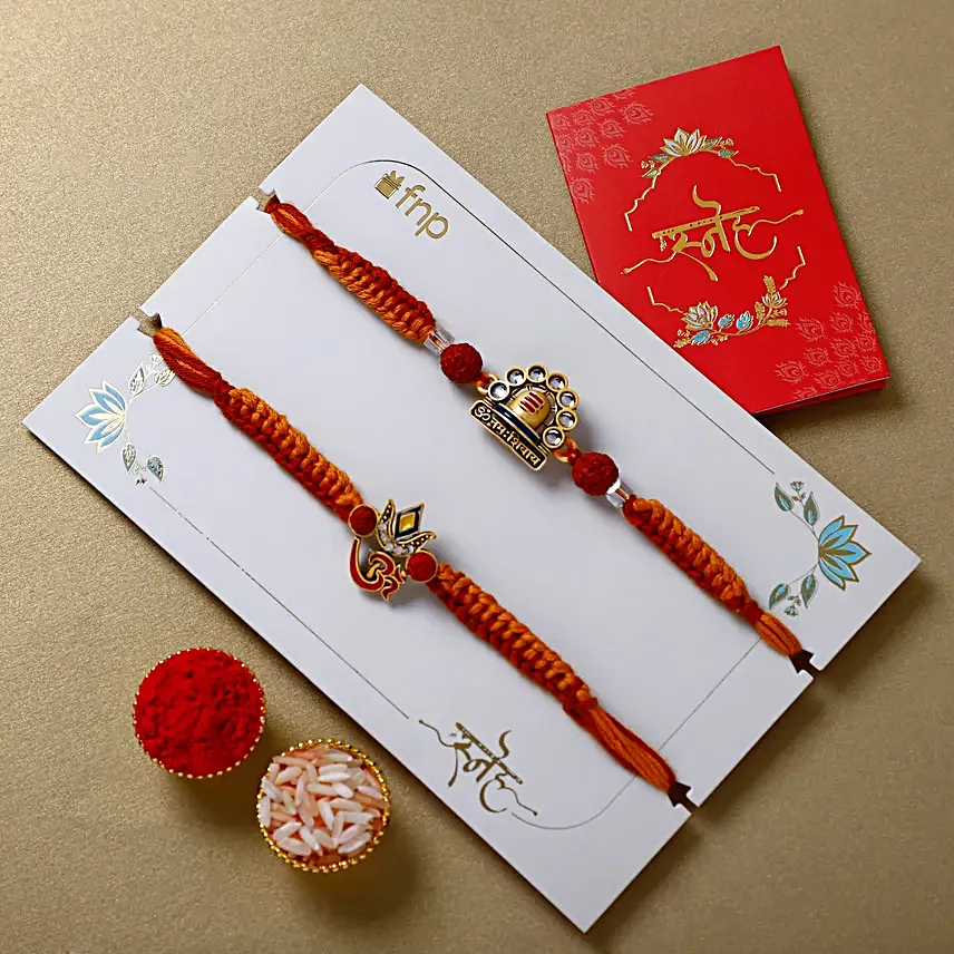 Om Namah Shivay Rakhi Duo with Dodha Barfi Combo