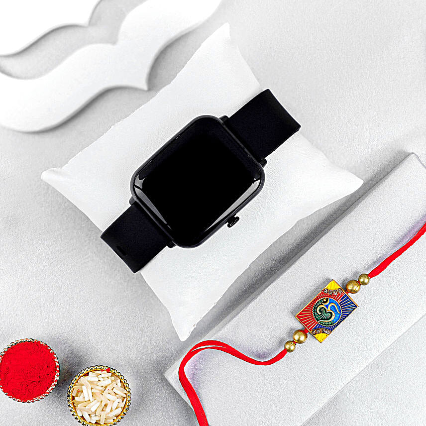 Om Vibrant Motif Rakhi N Ninja Pro Plus Smartwatch