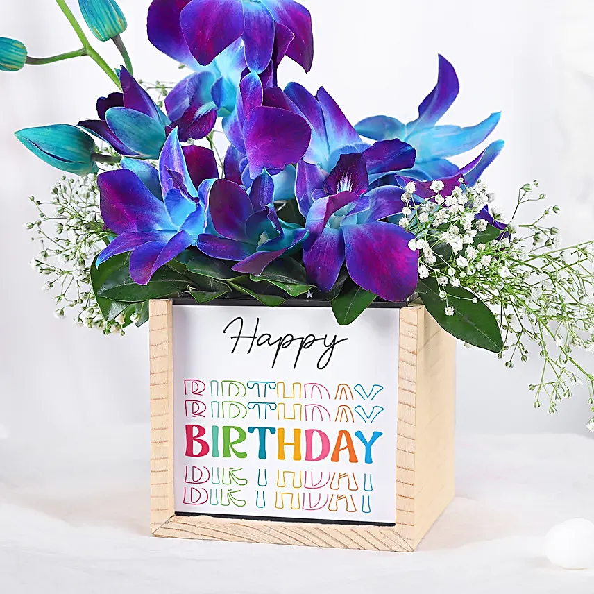 Orchid Birthday Wishes In Table Organiser