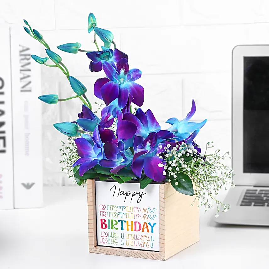 Orchid Birthday Wishes In Table Organiser