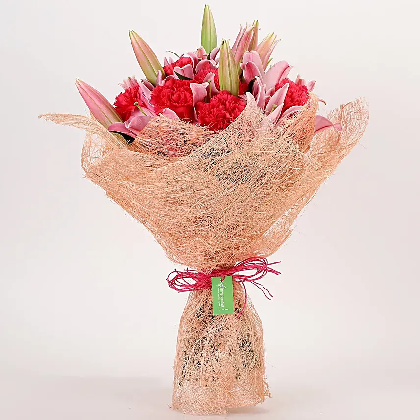 Mixed Lilies and Carnations Bouquet Online