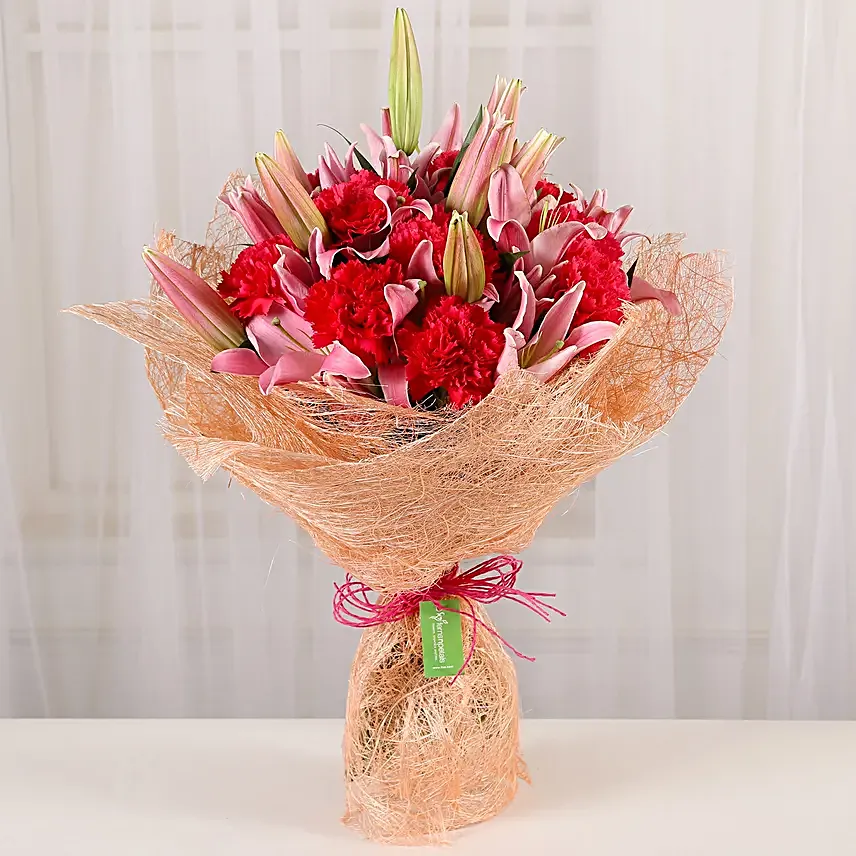 Mixed Lilies and Carnations Bouquet Online