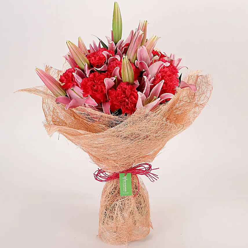 Mixed Lilies and Carnations Bouquet Online