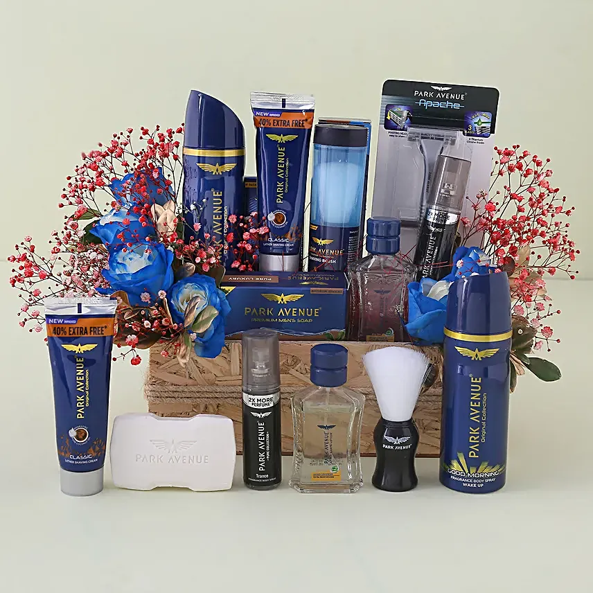 Park Avenue Grooming Kit N Blue Roses Gift Basket