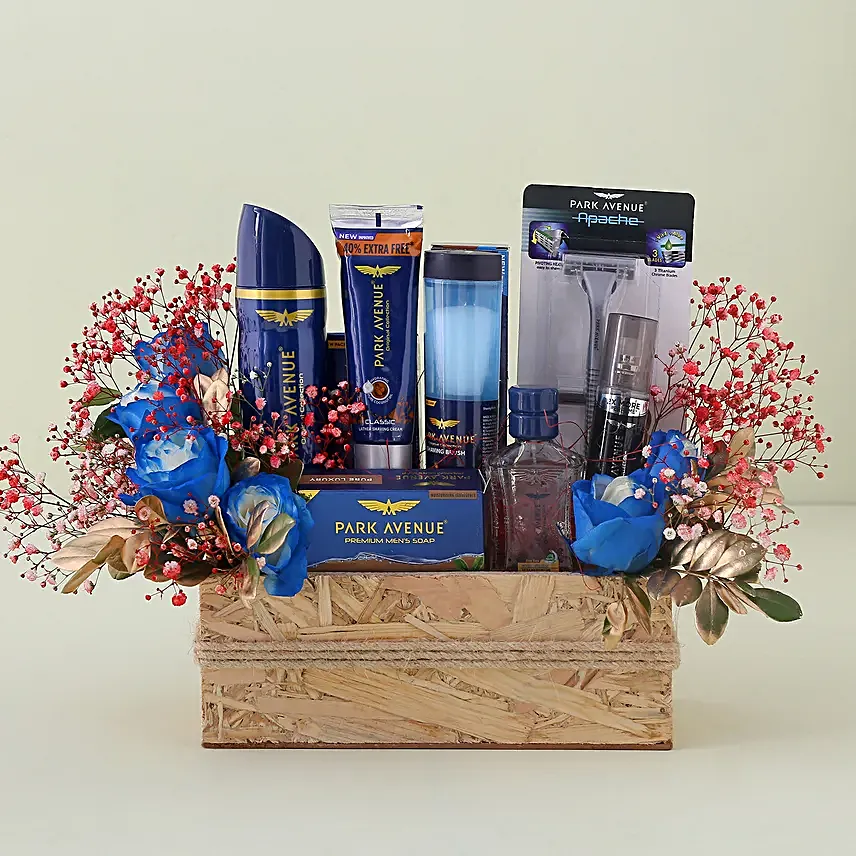 Park Avenue Grooming Kit N Blue Roses Gift Basket