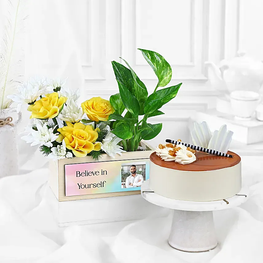 Peach Melody Butterscotch Cake N Floral Harmony